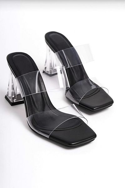 FİNTAS Ayağınıza Gelen Moda Transparent Heeled Transparent Banded Women's Slippers