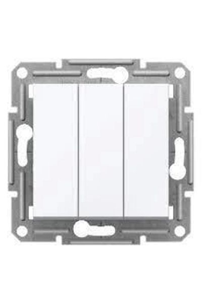 LiderGlobal White triple switch frameless - compatible frame for socket and switch