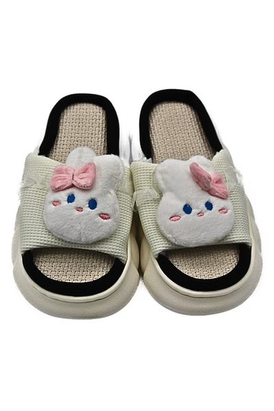 Generic Papuci de casă antiderapanți Cloud Kitty cu margine și talpă din spumă foarte ușoară, albi, 36-37