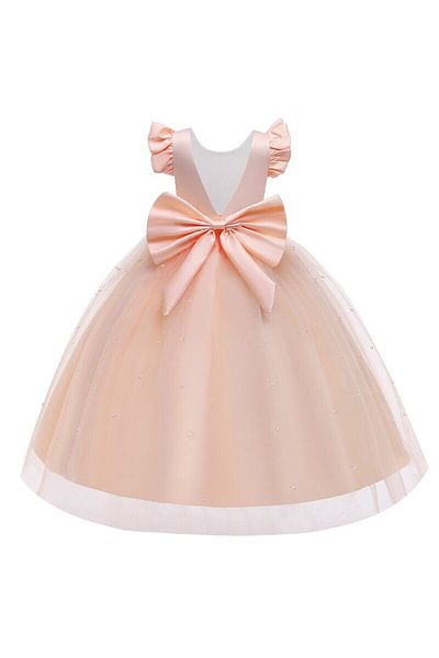 NSMLİFE Girls' Long Pearl Dress Birthday Graduation Dress Prom Dress