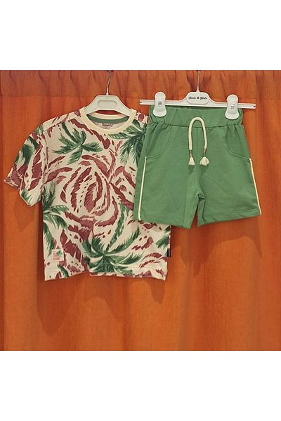 Miniworld Baby Patterned T-Shirt Combed Cotton Shorts Set