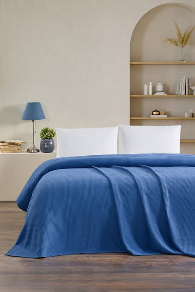 Naturosa Double Navy Blue Color Diamond Pique 100% Cotton 200 X 220
