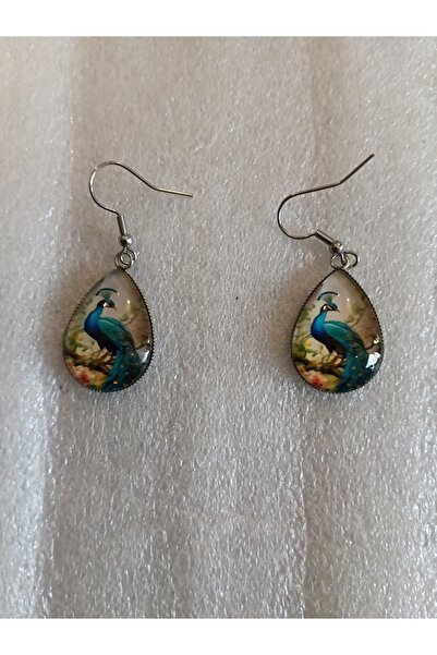 Butik Tülin أقراط متدلية على شكل طاووس مصنوعة من الفضة الأصلية مقاس 4.5 × 1.7...