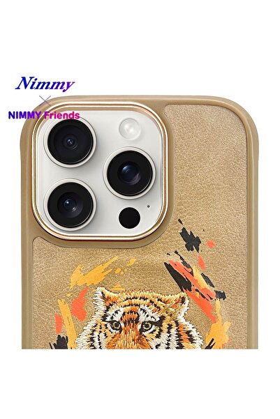 Nimmy iPhone 16 Pro Max Uyumlu MagSafe Özellikli Gerçek Nakış İşlemeli Kaplan Desenli Dazzling Kılıf