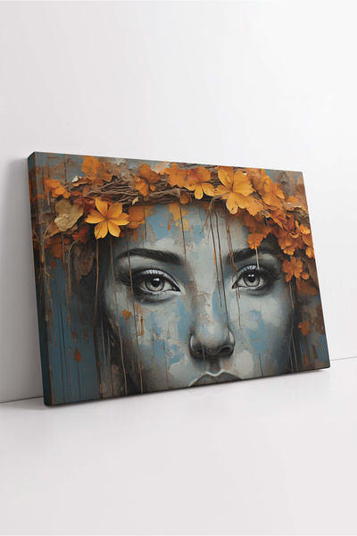 KOSS Dijital Εκτύπωση σε καμβά με σχέδιο κίτρινων φύλλων, καμβάς με σχέδιο γυ...