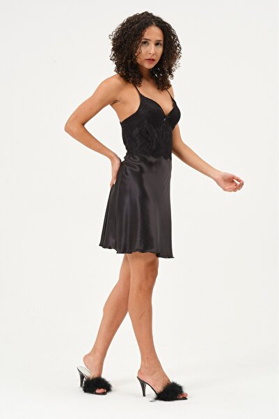 my cherie Couple Lace Quality Soft Satin Mini Nightdress