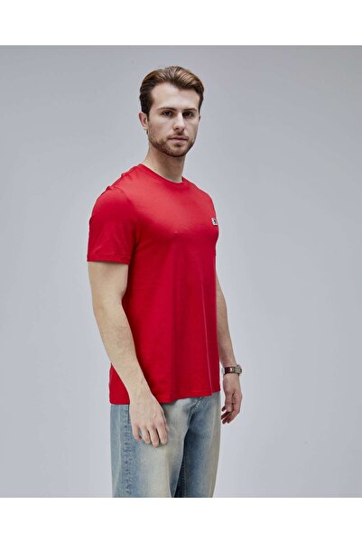 Starter Ανδρικό μπλουζάκι WARREN Red Crew Neck Patch Standard Fit