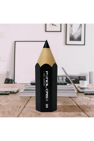 OBRO Organizator de papetărie modern în formă de creion, negru