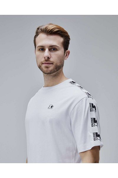 Starter Eastwood White Crew Neck Printed Oversize Men's Tshirt