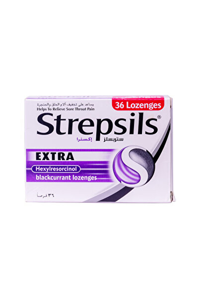 STREPSİLS معينات ستربسلز إكسترا بنكهة الكشمش الأسود (36 معينة)