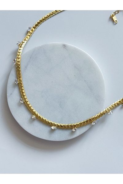 CHARMLUCKY Steel Stone Wicket Necklace