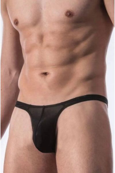 Cicişim Men's Black Transparent Fancy String Thong