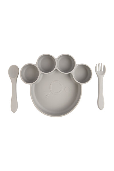 Babies Basic 3 Piece Silicone Feeding Set, with Silicone Suction Plate, Spoon...