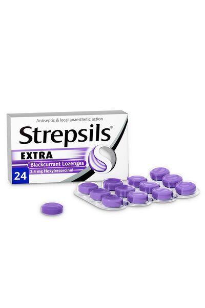 STREPSİLS معينات ستربسلز إكسترا بنكهة الكشمش الأسود (24 معينة)