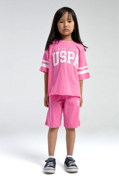 U.S. Polo Assn. U.S. Polo Assn. Girl's Pink Bermuda Suit