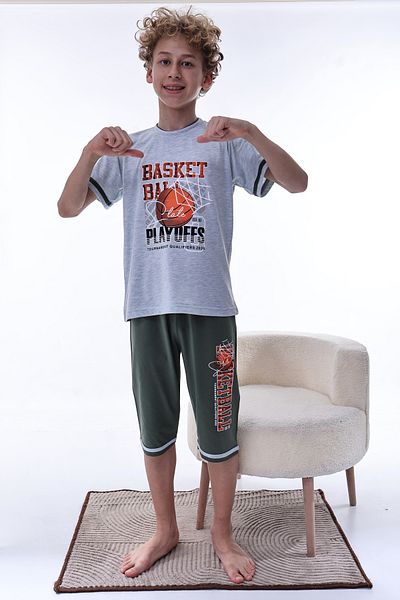 FORMO Boy's 100% Natural Cotton Short Sleeve Capri Pajama Set