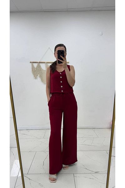 Maison La Femme Women's Buttoned Vest Pants Suit