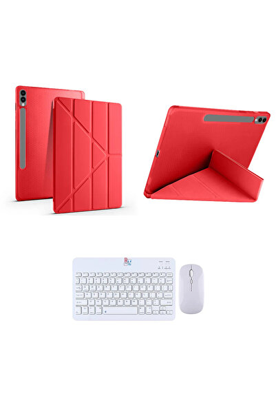 redmud teknoloji حافظة وحامل وماوس لوحة مفاتيح متوافق مع هاتف Samsung Galaxy Tab S9 FE Plus X610 مقاس 12.4 بوصة، مجموعة من قطعتين