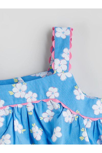 LC Waikiki LCW Kids Rochie pentru fetiță cu flori albastre din amestec de in