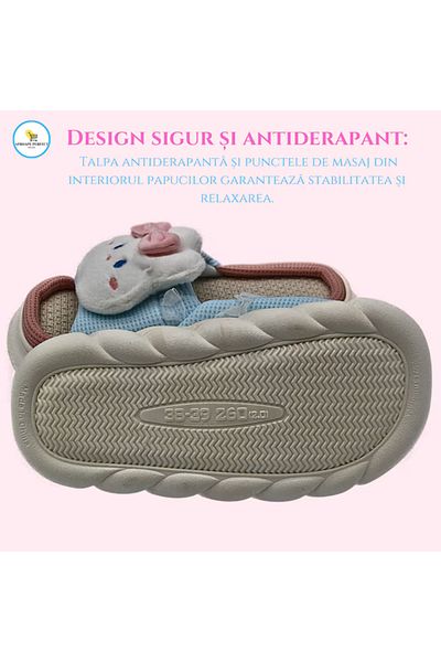 Generic Papuci de casă antiderapanți Cloud Kitty cu margine și talpă din spumă foarte ușoară, albaștri, 36-37