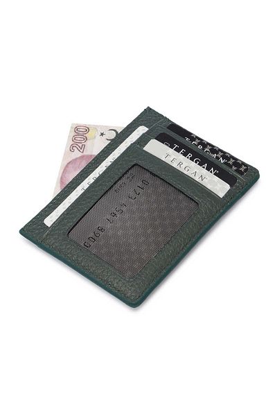 Tergan Green Leather Unisex Credit Card Holder - S1Kk00001676-I5T