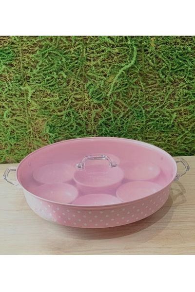 Afaq Round Breakfast Tray – 40 cm, Pink Clear Design