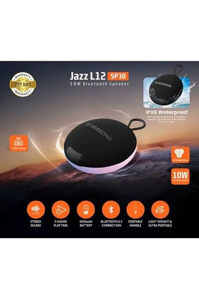 RİVERSONG RIVERSONG Jazz L12 Portable Bluetooth Speaker – 10W HD Stereo Sound, Super Bass, IPX6 Waterproof,