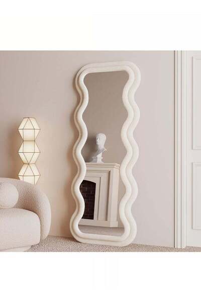 Taimi Large mirror with elegant design170x70cm-Full length mirror with White velvet frame