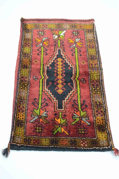 Handmade Vintage Sivas Kangal Hand Woven Red Color Wool Pillow Rug 58X94 cm (0.55 m²)