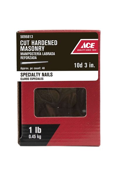 ACE 10D Diamond Point Flat Head Cut Hardened Masonry Nail Silver 3inch