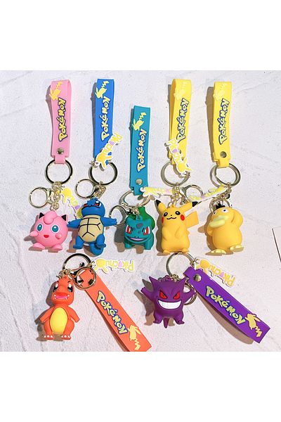 Miniso 7 Pcs Pokemon Keychain Cute Pikachu Pocket Monsters Doll Schoolbag Pendant Desktop Souvenirs Decorat