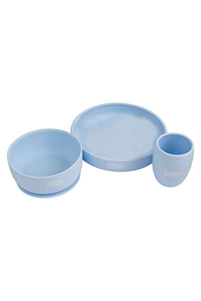 Babies Basic Silicone Plate, Bowl & Cup- Blue
