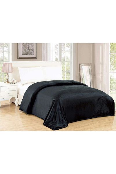 Fabienne Silky Soft Single Blanket Black 150x200cm Flannel Throw Blanket 280 GSM