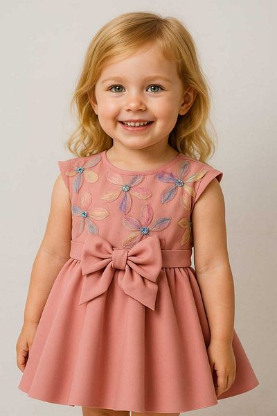 VİYOLİNA Crepe Fabric Flowered Luxury Dress