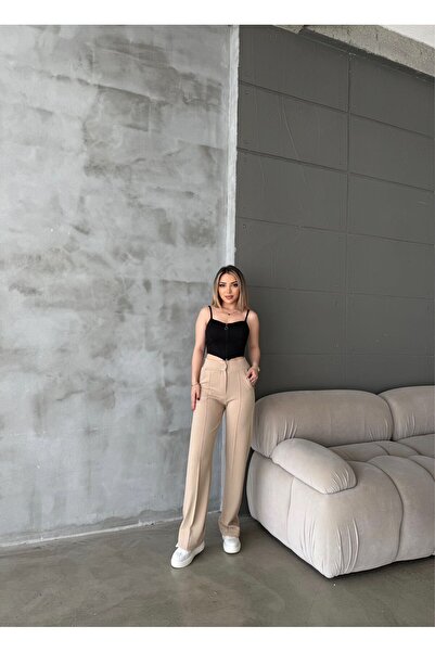 RPT MODA ÖNÜ DİKİŞLİ LİKRALI YÜKSEK BEL PALAZZO PANTOLON