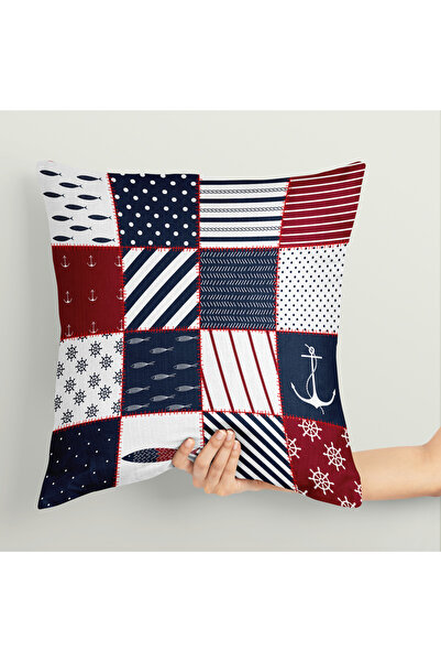 The Lucid Lab Marine Patchwork Double Sided Throw Pillow Case 2 Pieces