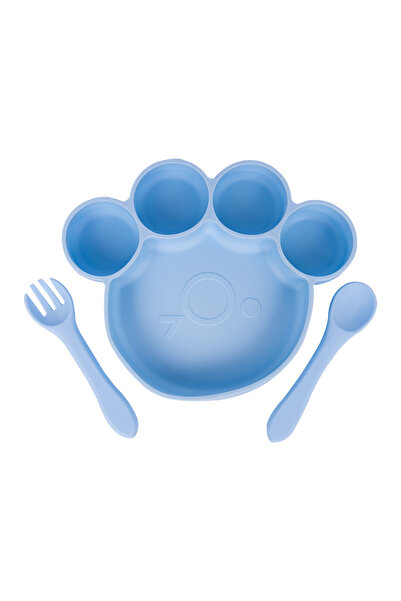 Babies Basic 3 Piece Silicone Feeding Set, with Silicone Suction Plate, Spoon...