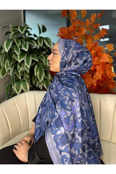 Oxygen Scarfs Lily Pattern Cotton Silk Shawl-10008