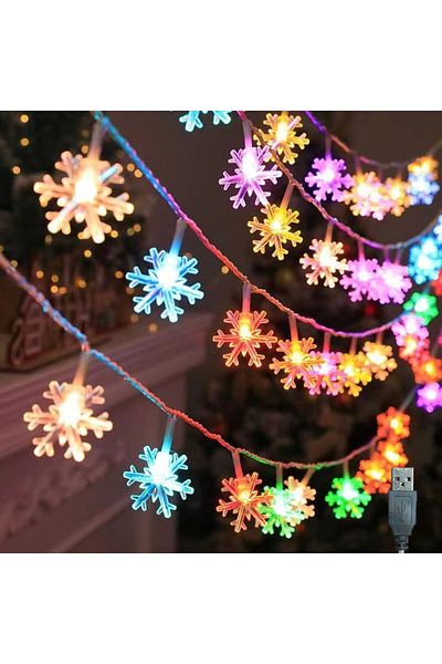 Choice 6M 40LEDs Multicolor Snowflake Lights String LED Fairy Festoon Light USB Plug For Indoor Bedrooms Ba