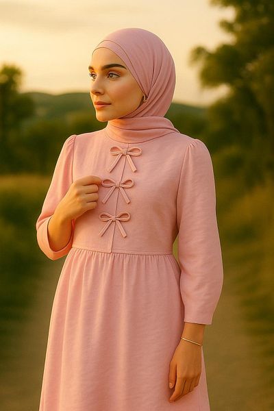 HAKKE Bow Detailed Flowing Skirt Hijab Set