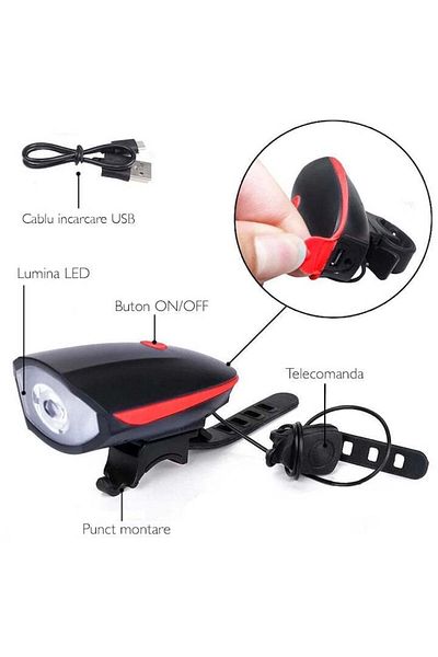 Huerler Bicycle headlight with horn Huerler 7588 Pro