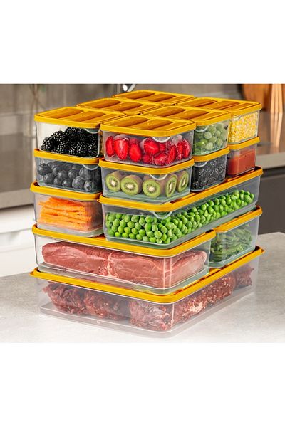 UnicUtil Set of 15 plastic casseroles, UnicUtil, Premium Spacious, Orange