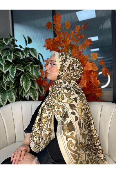 Oxygen Scarfs Lily Pattern Cotton Silk Shawl-10008