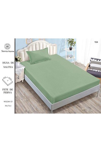 Sonia-home Mattress cover 90X200 ±25 cm and 1 pillowcase 50X75 cm Sonia Home Design - sage green
