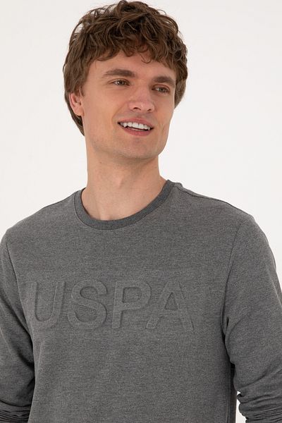 U.S. Polo Assn. Мъжки антрацитен меланжов базов суитшърт 50289058-VR081
