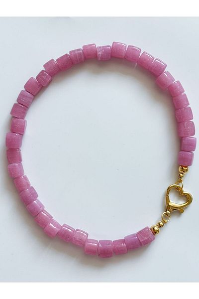 CHARMLUCKY Pink Glass Heart Necklace