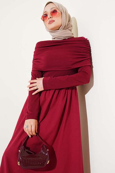 VOLT CLOTHİNG Women's Detachable Gather Detailed Garnished Dress