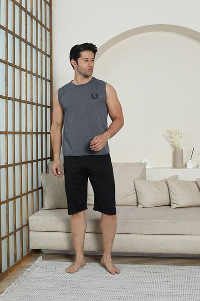 LİLA İÇ GİYİM Men's Cotton Shorts Suit