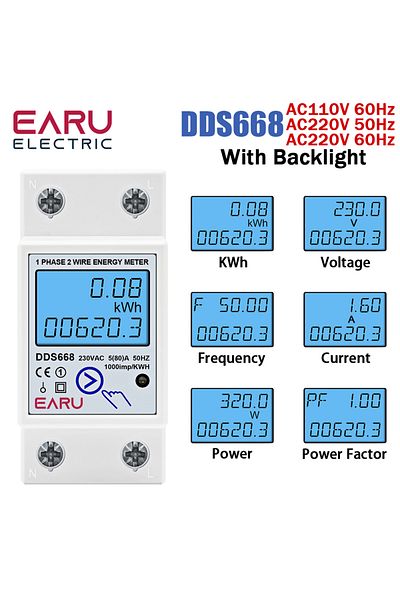 Choice5 AC220V 50Hz DDS668 Single Phase LCD Digital Energy Meter Reset Zero kWh Voltage Current Power Consum