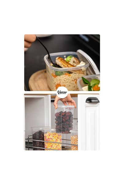 UnicUtil Set of 15 food containers, UniqueUtil, Premium Spacious, White